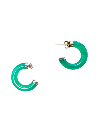 C-Hoop Jade Earrings (With 14K Yellow Gold)