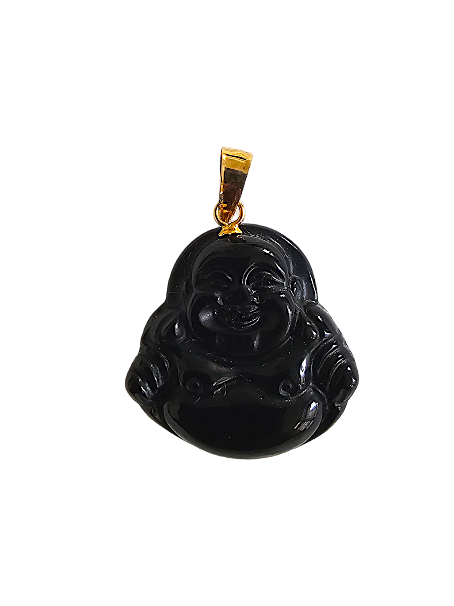 Cha'an Onyx Laughing Buddha Pendant with 14K Gold