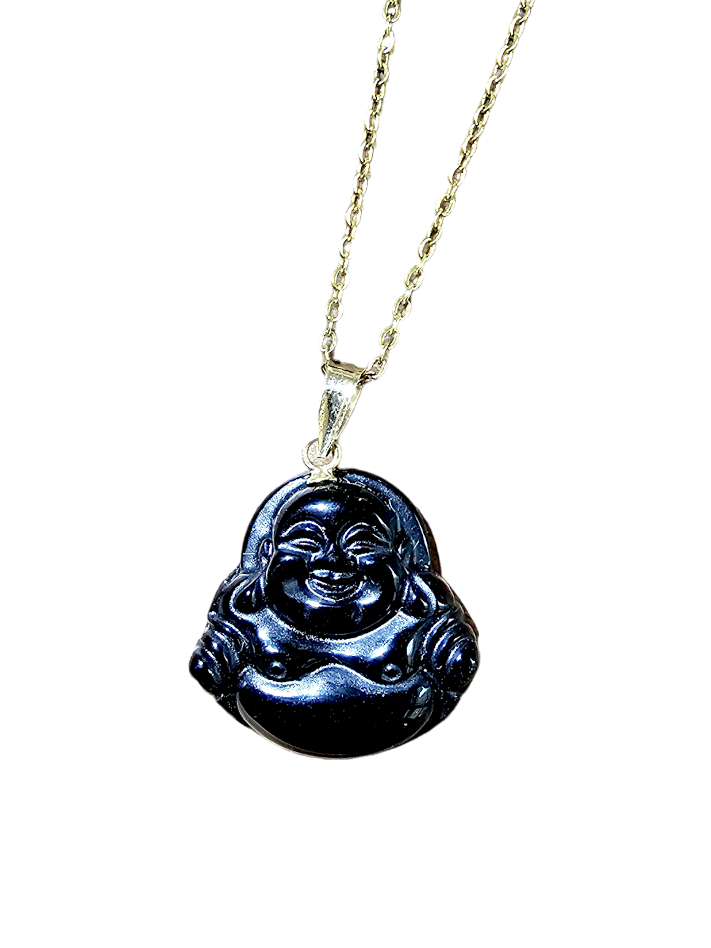 Cha'an Onyx Laughing Buddha Pendant with 14K Gold