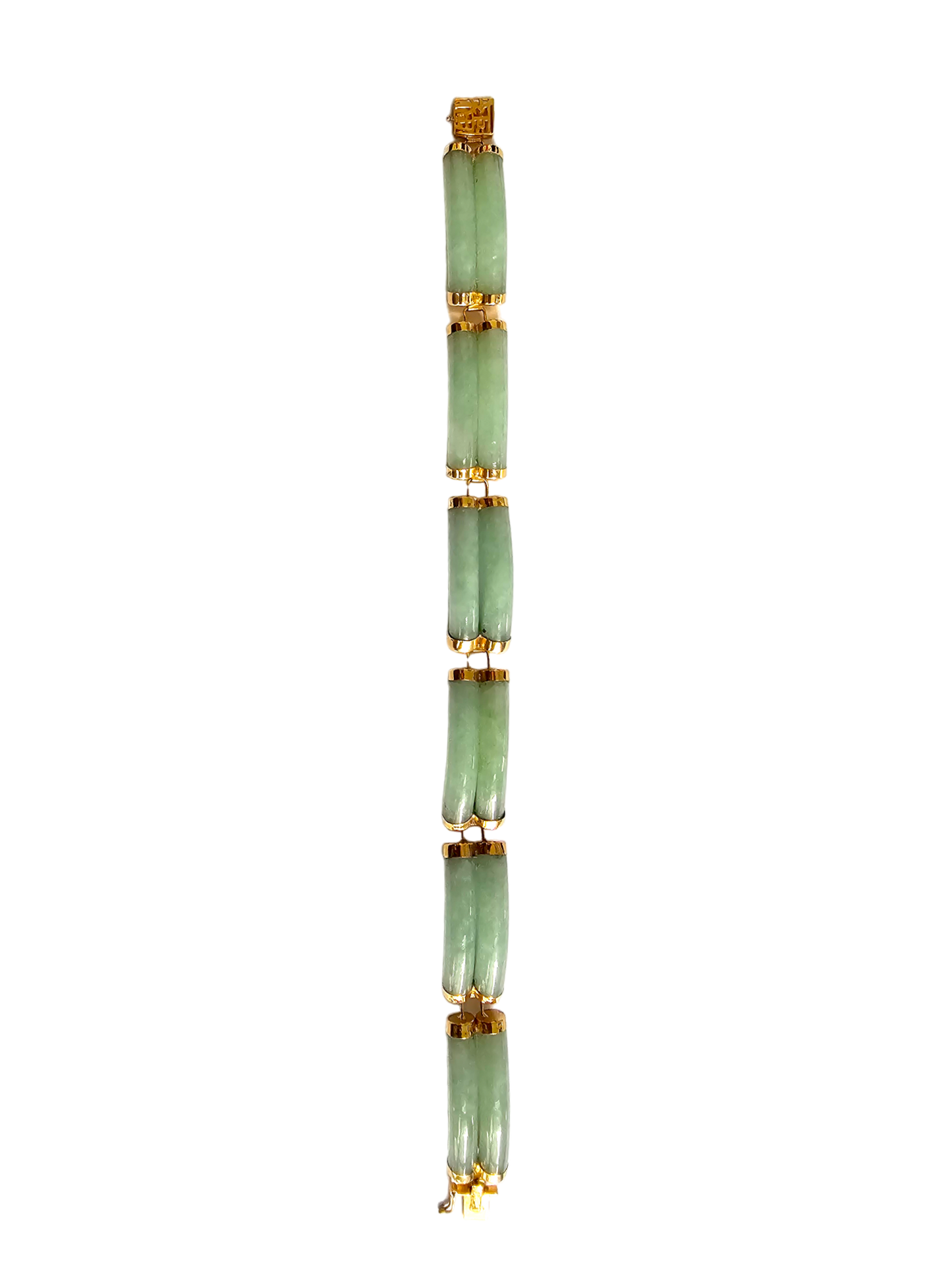 Double Fu Fuku Fortune Spring A Jade Bracelet (with 14K Yellow Gold)