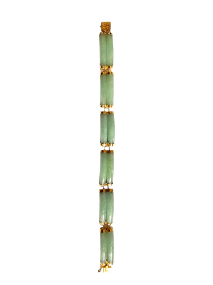 Double Fu Fuku Fortune Spring A Jade Bracelet (with 14K Yellow Gold)