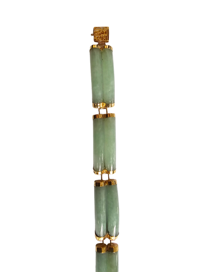 Double Fu Fuku Fortune Spring A Jade Bracelet (with 14K Yellow Gold)