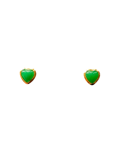 Qing Heart Jade Earrings (with 14K Yellow Gold)