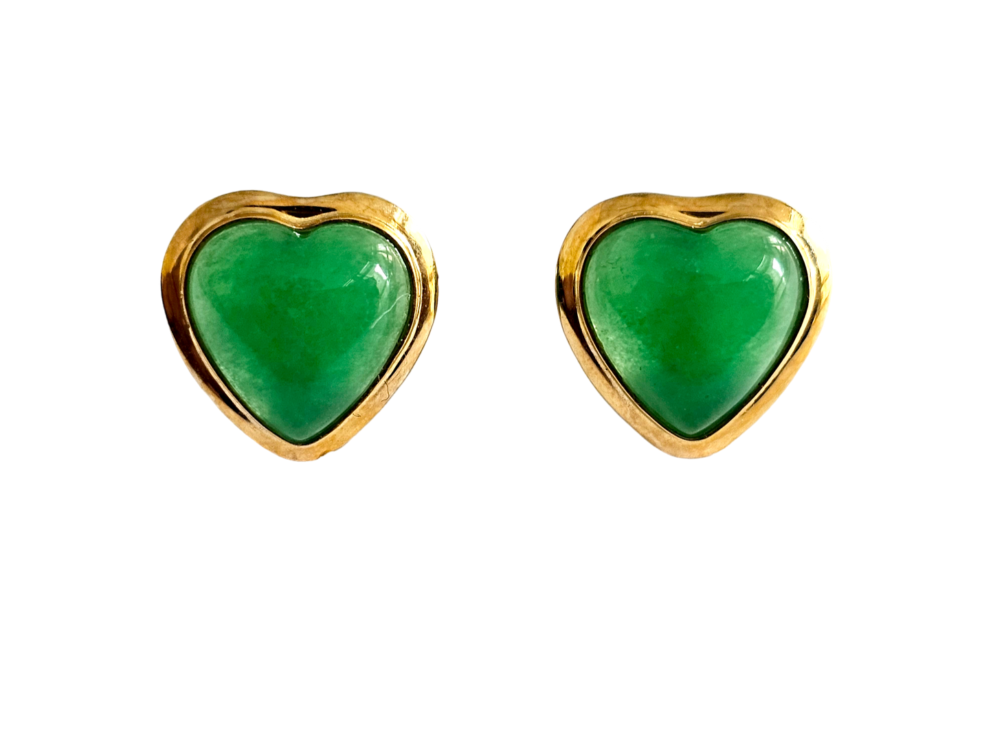 Qing Heart Jade Earrings (with 14K Yellow Gold)