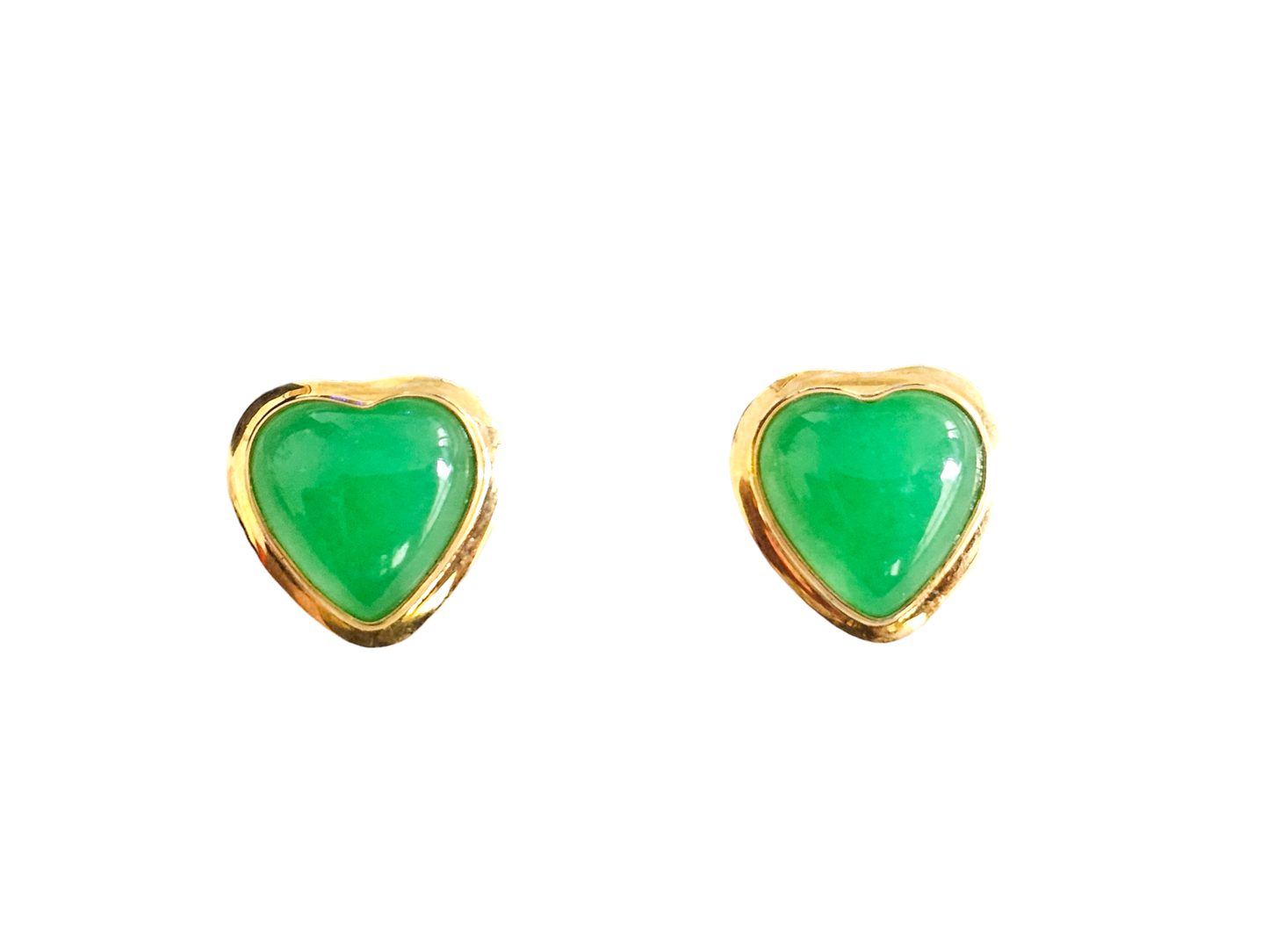 Qing Heart Jade Earrings (with 14K Yellow Gold)