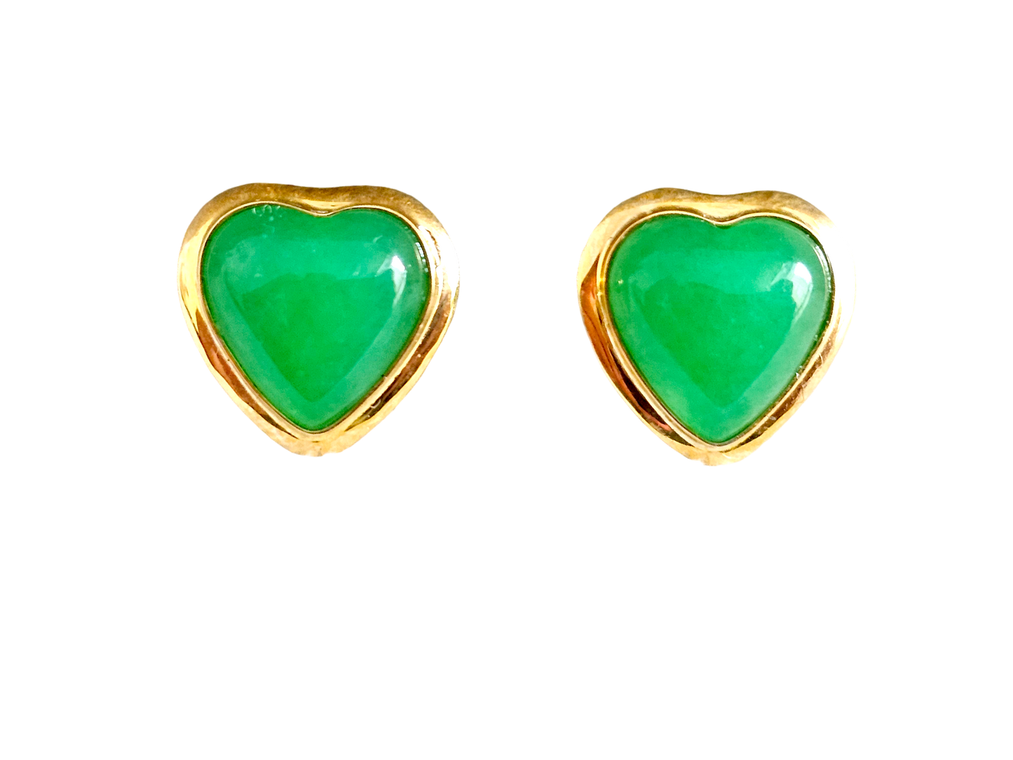 Qing Heart Jade Earrings (with 14K Yellow Gold)