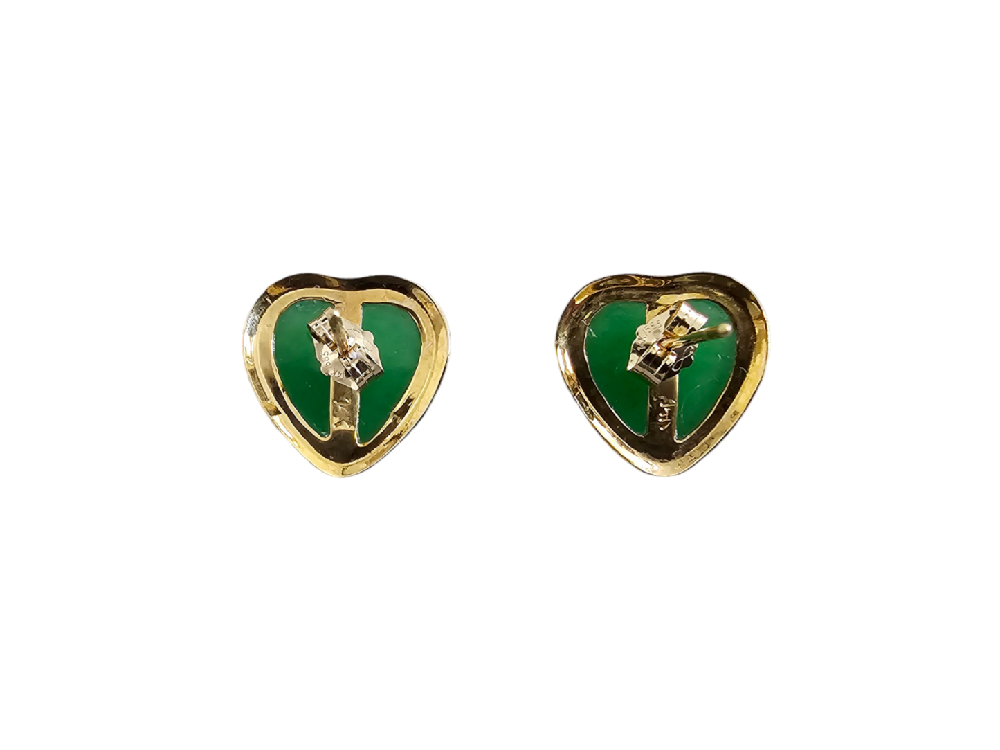 Qing Heart Jade Earrings (with 14K Yellow Gold)