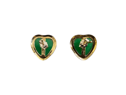 Qing Heart Jade Earrings (with 14K Yellow Gold)