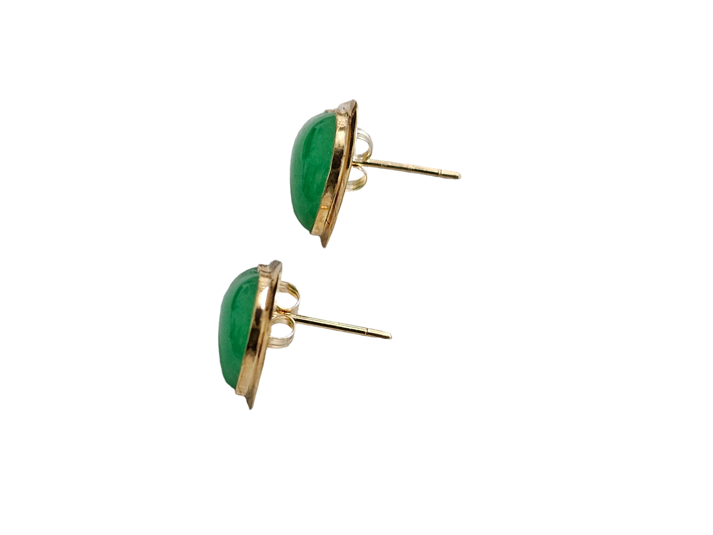 Qing Heart Jade Earrings (with 14K Yellow Gold)