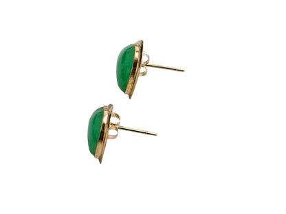 Qing Heart Jade Earrings (with 14K Yellow Gold)