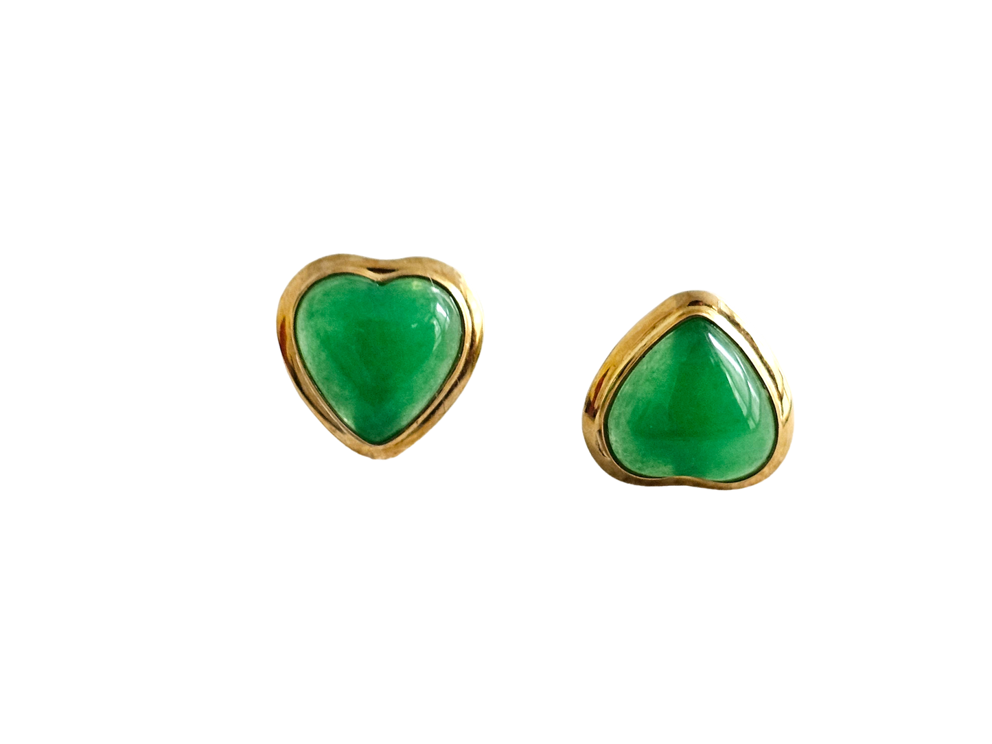 Qing Heart Jade Earrings (with 14K Yellow Gold)