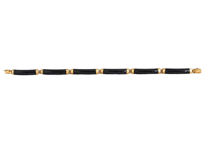 Fu Fuku Fortune Onyx Bracelet (with 14K Solid Yellow Gold)