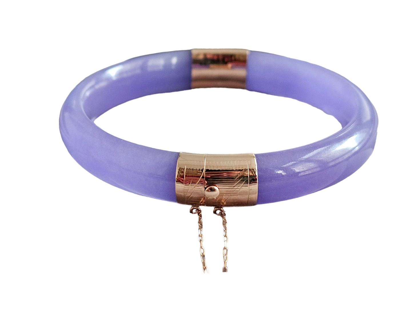 Viceroy's Circular Lavender Jade Bangle Bracelet (with 14K Yellow Gold)