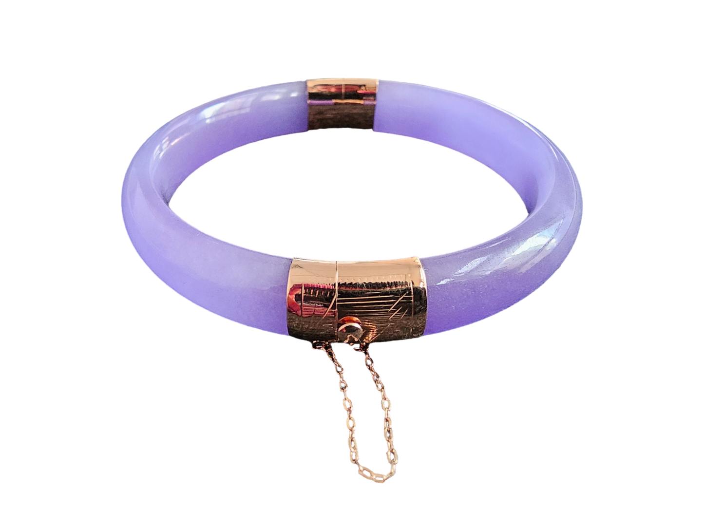 Viceroy's Circular Lavender Jade Bangle Bracelet (with 14K Yellow Gold)