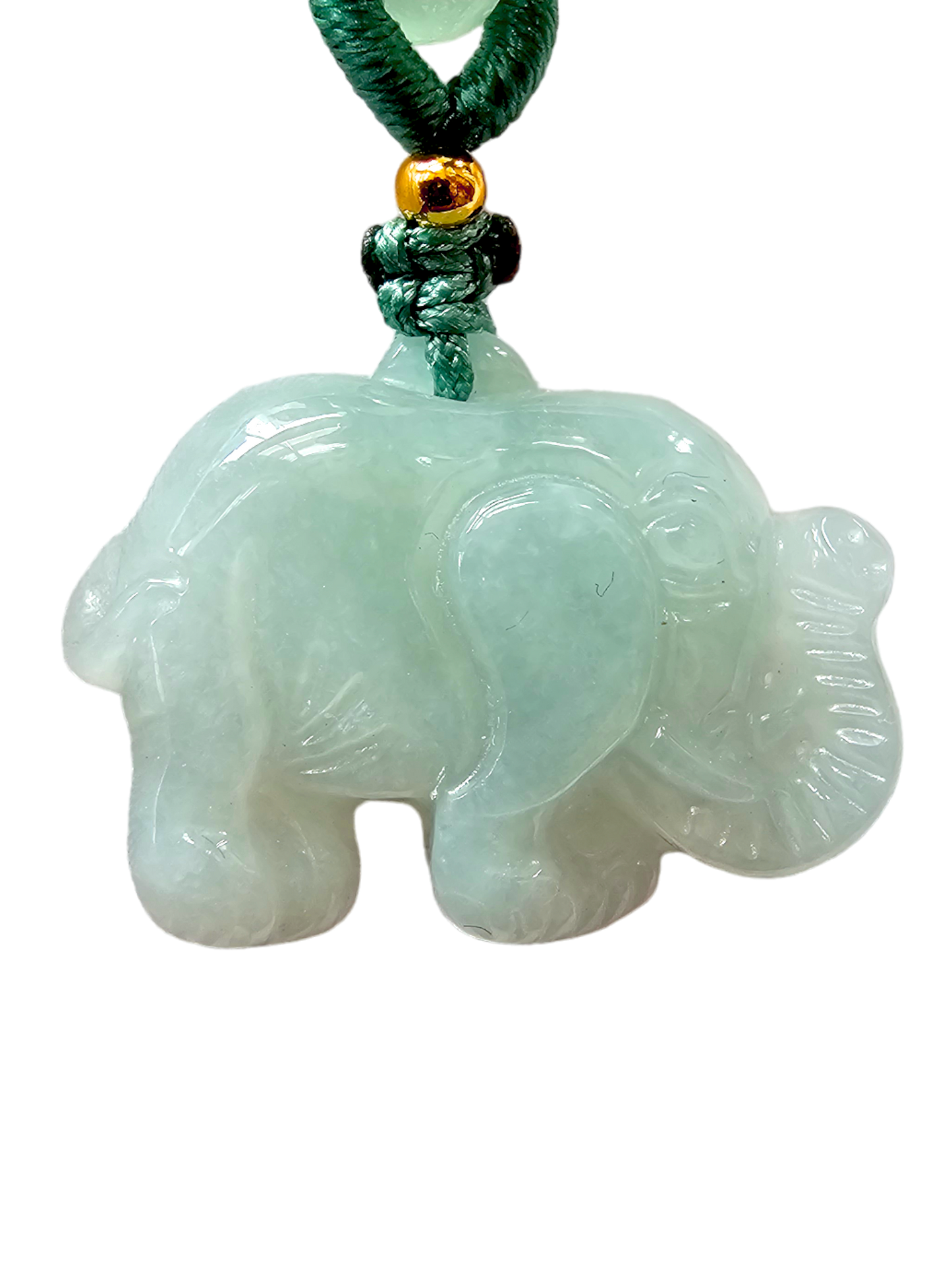 Sapporo Burmese A-Jadeite Elephant Pendant Necklace with FYORO String