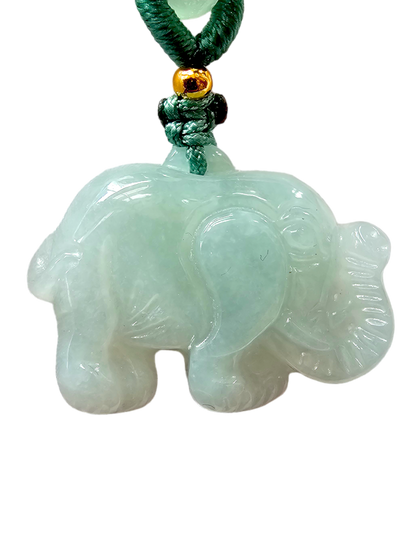 Sapporo Burmese A-Jadeite Elephant Pendant Necklace with FYORO String