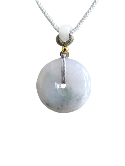 Sapporo Burmese A-Jadeite Icy Donut Pendant Necklace with FYORO String