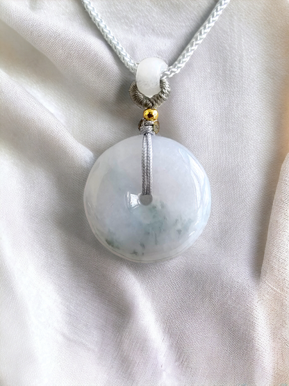 Sapporo Burmese A-Jadeite Icy Donut Pendant Necklace with FYORO String