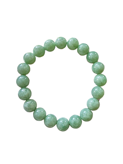 Imperial Green Burmese A-Jadeite Jade Beaded Bracelet (10mm Each x 20 beads) 05004