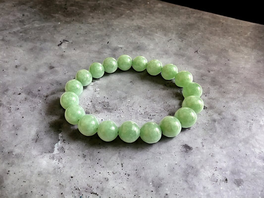 Imperial Green Burmese A-Jadeite Jade Beaded Bracelet (10mm Each x 19 beads) 05002