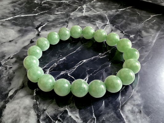 Imperial Green Burmese A-Jadeite Jade Beaded Bracelet (10mm Each x 19 beads) 05003