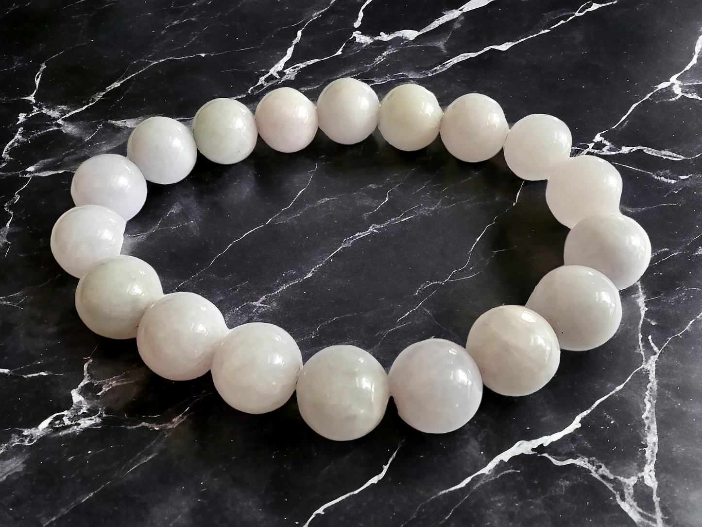 Imperial Lavender Burmese A-Jadeite Jade Beaded Bracelet (10mm Each x 18 beads) 06003