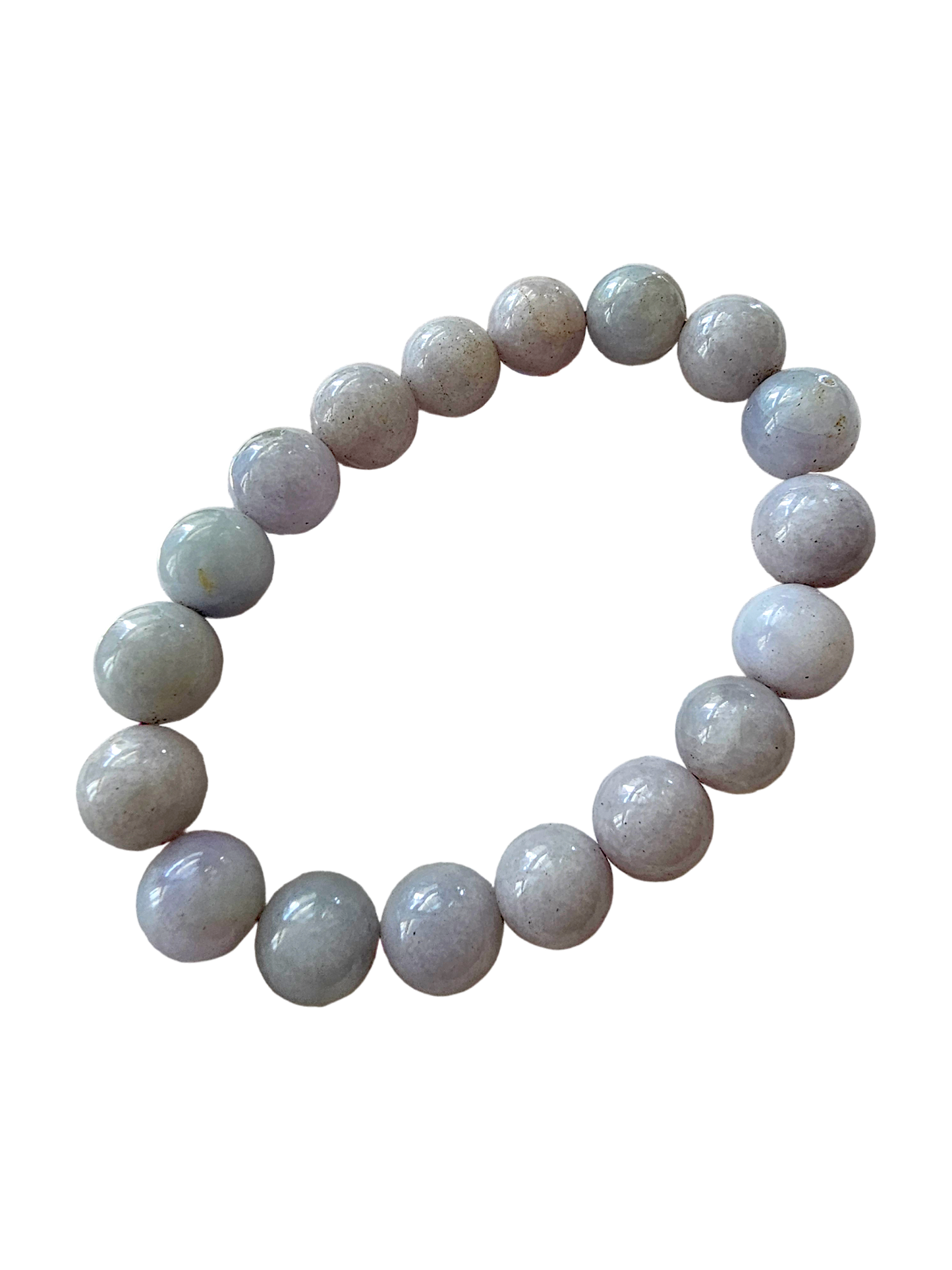 Imperial Lavender Burmese A-Jadeite Jade Beaded Bracelet (10-10.5mm Each x 18 beads) 06005