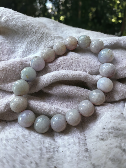 Imperial Lavender Burmese A-Jadeite Jade Beaded Bracelet (10-10.5mm Each x 18 beads) 06005