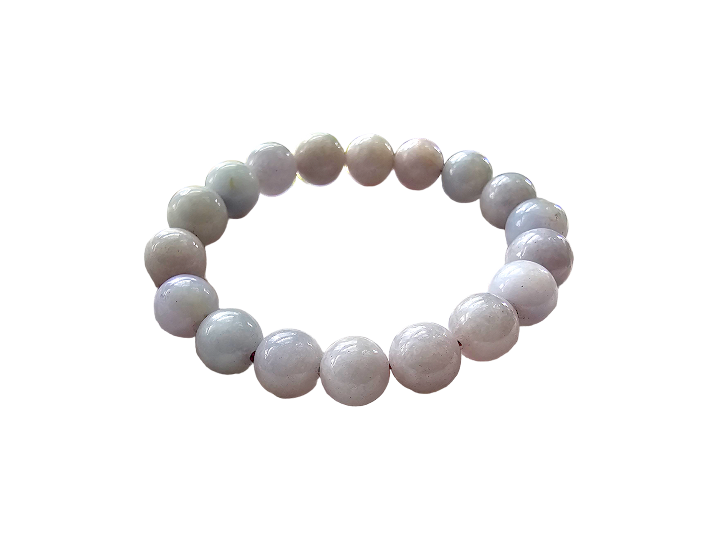 Imperial Lavender Burmese A-Jadeite Jade Beaded Bracelet (10-10.5mm Each x 18 beads) 06005