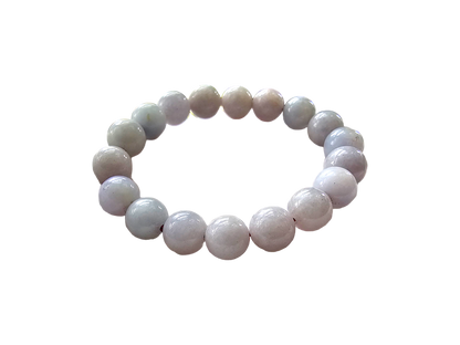 Imperial Lavender Burmese A-Jadeite Jade Beaded Bracelet (10-10.5mm Each x 18 beads) 06005