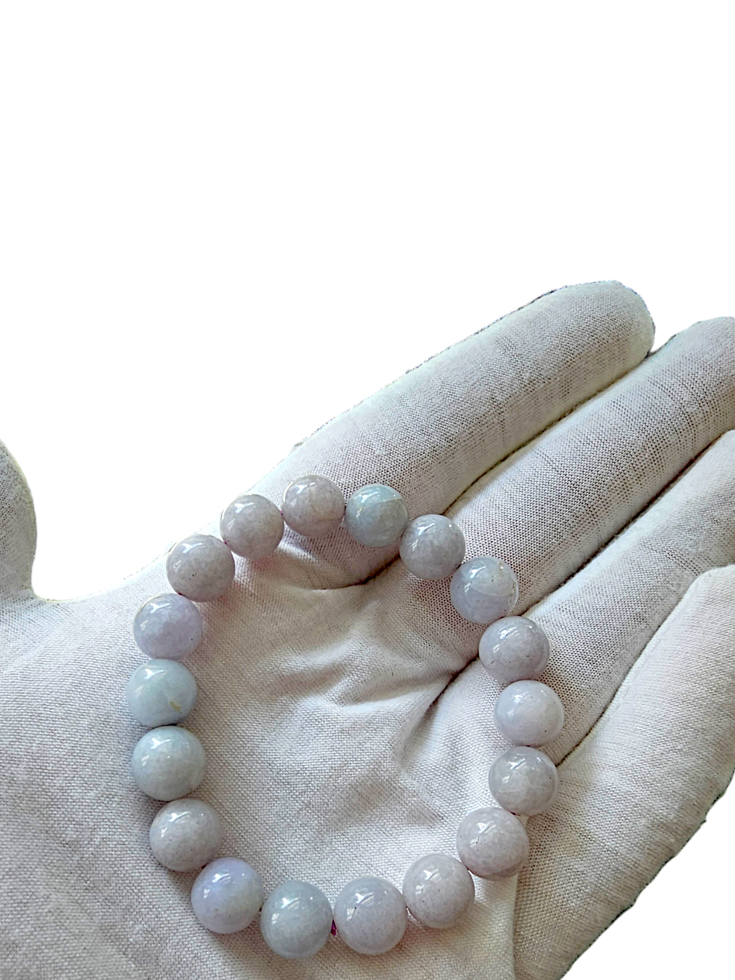 Imperial Lavender Burmese A-Jadeite Jade Beaded Bracelet (10-10.5mm Each x 18 beads) 06005