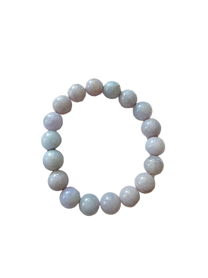 Imperial Lavender Burmese A-Jadeite Jade Beaded Bracelet (10-10.5mm Each x 18 beads) 06005