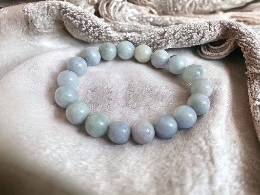 Imperial Lavender Burmese A-Jadeite Jade Beaded Bracelet (10-11mm Each x 18 beads) 06006