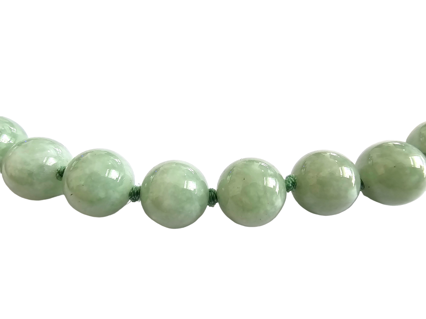 Imperial Long Burmese A-Jade Beaded Necklace (10mm Each x 42 beads) with 14K Yellow Gold 10002