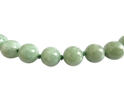 Imperial Long Burmese A-Jade Beaded Necklace (10mm Each x 42 beads) with 14K Yellow Gold 10002