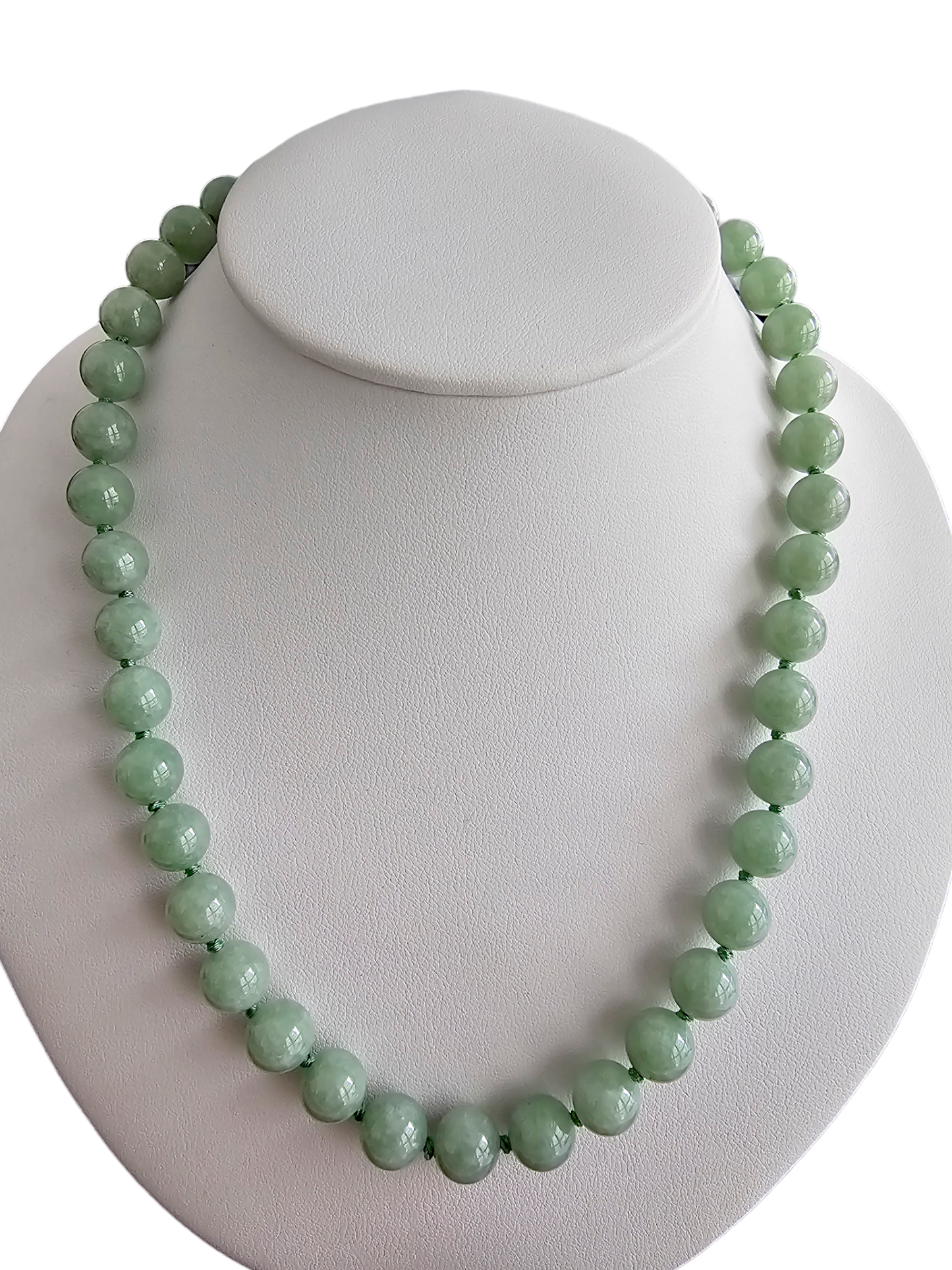 Imperial Long Burmese A-Jade Beaded Necklace (10mm Each x 42 beads) with 14K Yellow Gold 10002