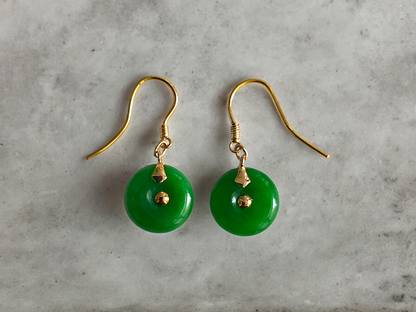 Chatham Donut French Hook Jade Earrings (with 14K Yellow Gold)