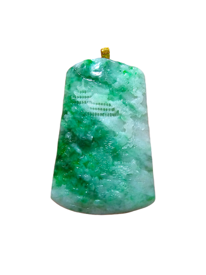 Adventures of the Orient Burmese A-Jadeite Pendant and Showpiece (with 18K Yellow Gold)
