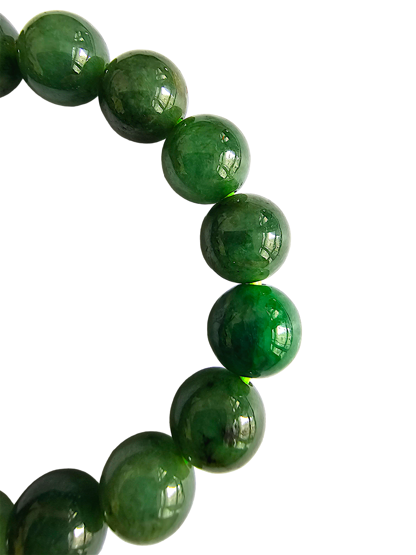 Imperial Japanese Green Burmese A-Jade Beaded Bracelet (MADE IN JAPAN) (10.5mm Each x 19 beads) 05029
