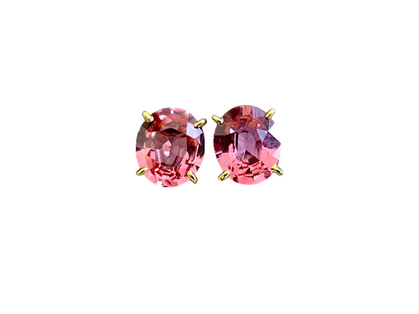 Drops of Sunshine (MADE IN JAPAN) Certified Padparadscha Sapphire Stud Earrings - with 18K Yellow Gold