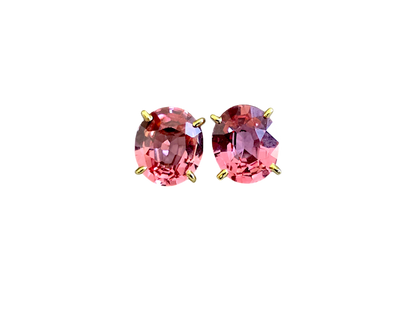 Drops of Sunshine (MADE IN JAPAN) Certified Padparadscha Sapphire Stud Earrings - with 18K Yellow Gold