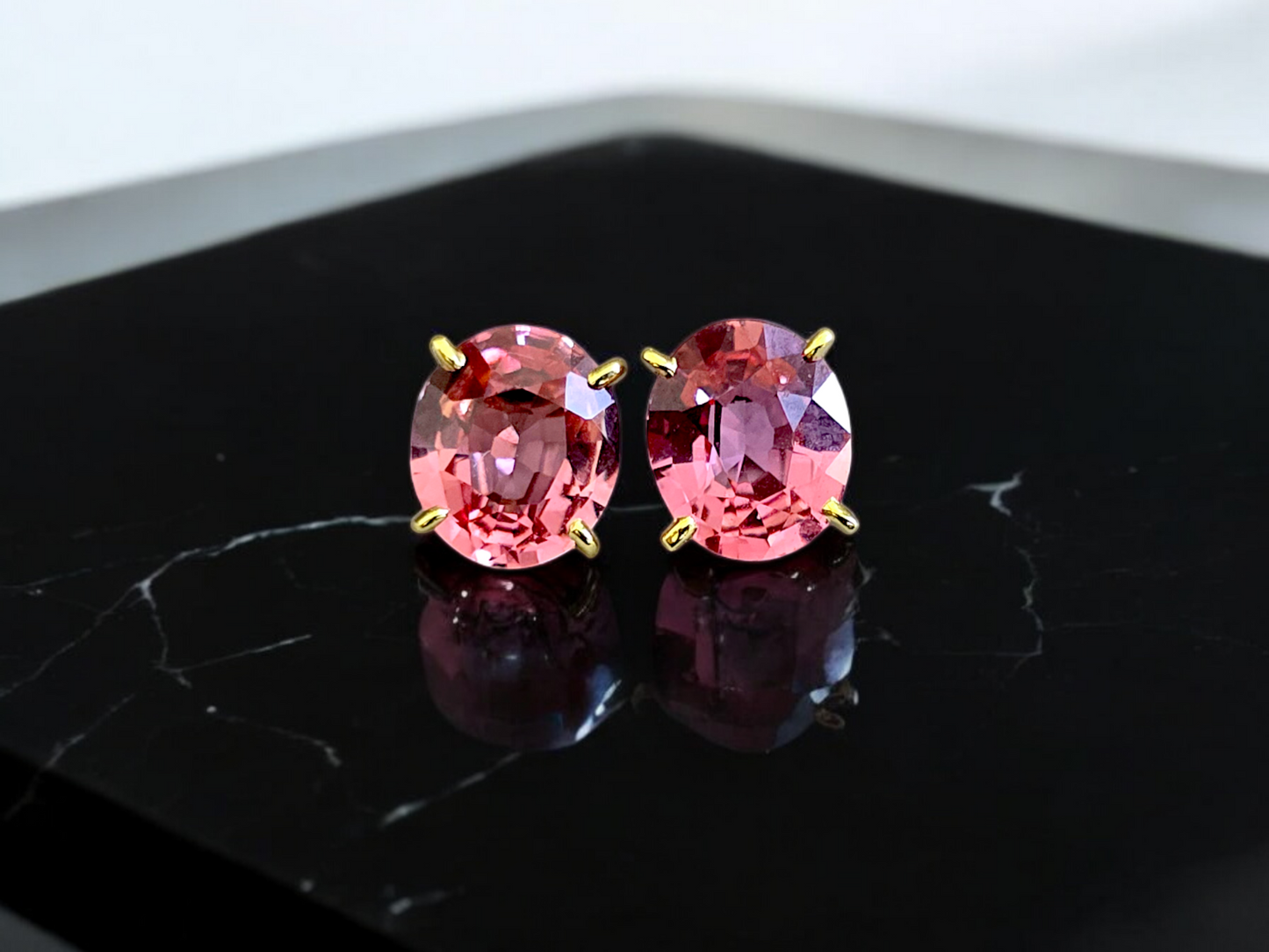 Drops of Sunshine (MADE IN JAPAN) Certified Padparadscha Sapphire Stud Earrings - with 18K Yellow Gold