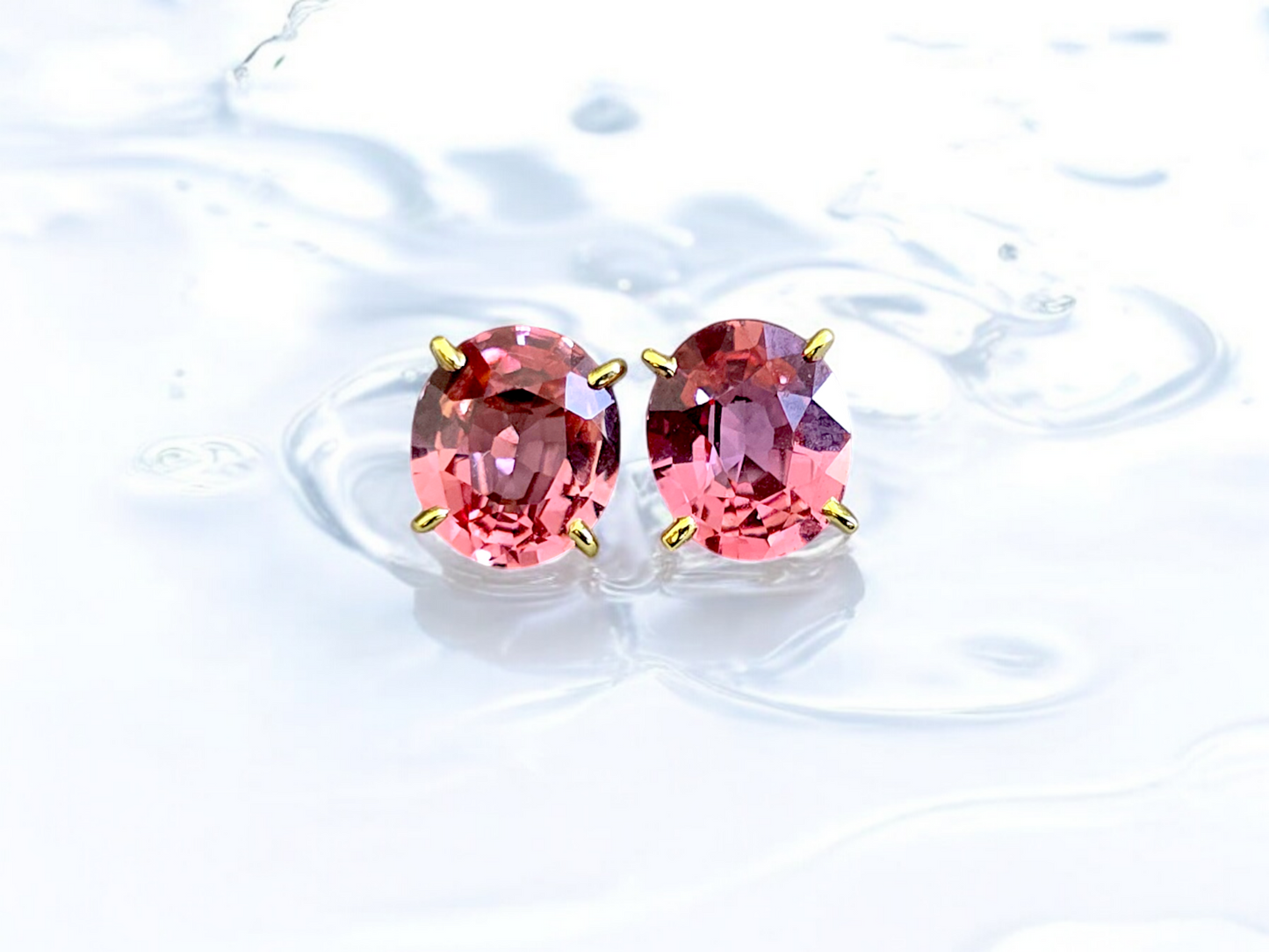 Drops of Sunshine (MADE IN JAPAN) Certified Padparadscha Sapphire Stud Earrings - with 18K Yellow Gold