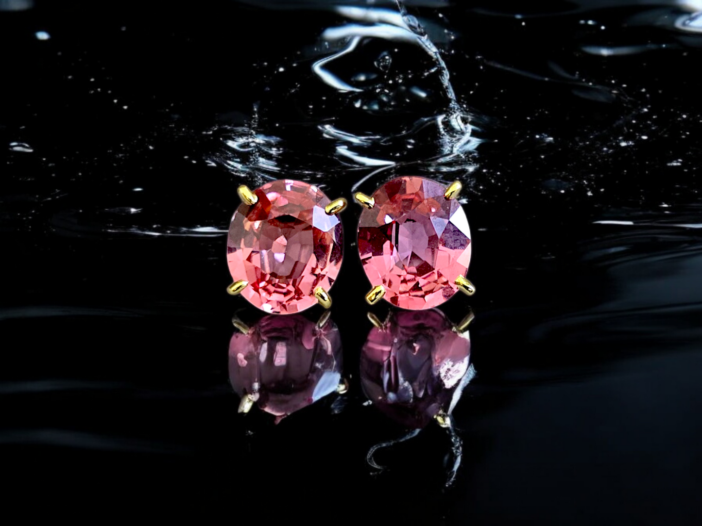 Drops of Sunshine (MADE IN JAPAN) Certified Padparadscha Sapphire Stud Earrings - with 18K Yellow Gold