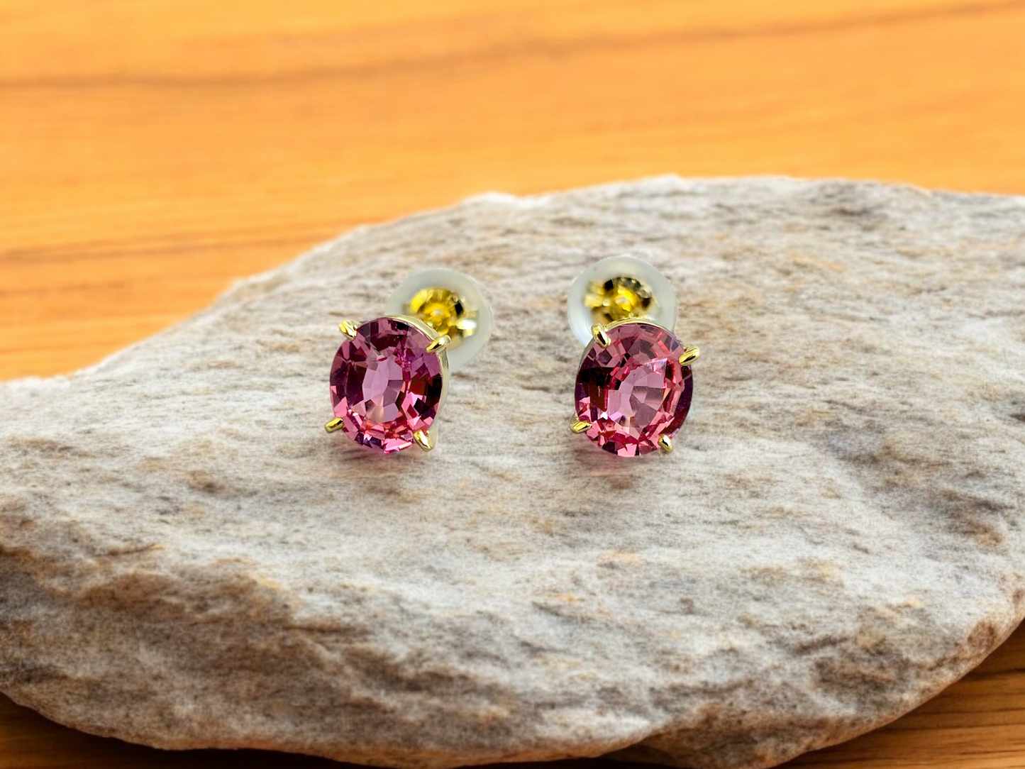 Drops of Sunshine (MADE IN JAPAN) Certified Padparadscha Sapphire Stud Earrings - with 18K Yellow Gold