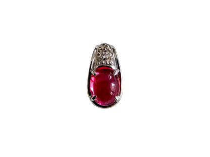 Lamp (MADE IN JAPAN) Art Deco Antique Pink Tourmaline and Diamonds Pendant with 18K White Gold - Certified