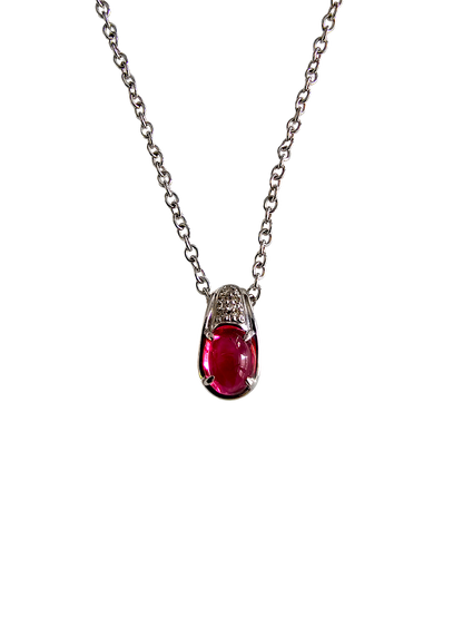 Lamp (MADE IN JAPAN) Art Deco Antique Pink Tourmaline and Diamonds Pendant with 18K White Gold - Certified