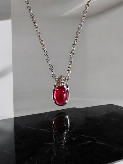 Lamp (MADE IN JAPAN) Art Deco Antique Pink Tourmaline and Diamonds Pendant with 18K White Gold - Certified