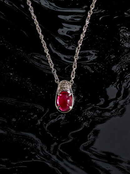 Lamp (MADE IN JAPAN) Art Deco Antique Pink Tourmaline and Diamonds Pendant with 18K White Gold - Certified