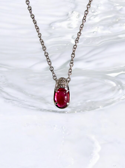 Lamp (MADE IN JAPAN) Art Deco Antique Pink Tourmaline and Diamonds Pendant with 18K White Gold - Certified